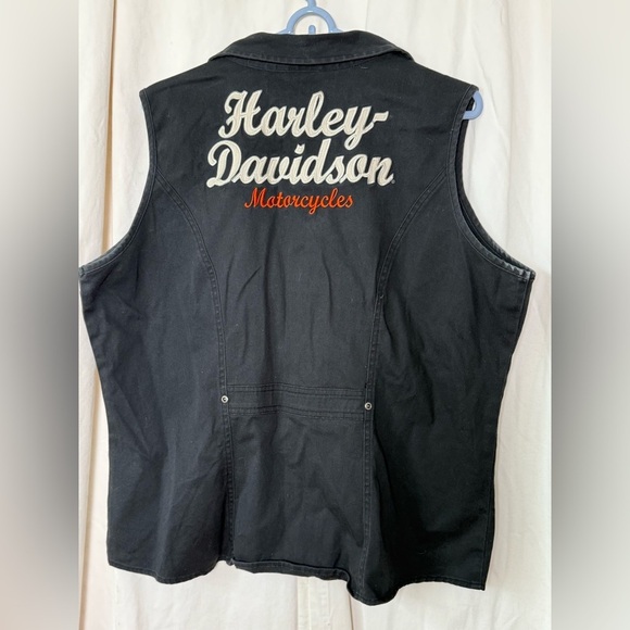 VTG Harley Davidson Black Vest Embroidered Motor HD Cycles Patch Womens Sz XXL - Picture 6 of 7